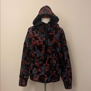 Prana Three Quarter Zip Multi Color Fleece Hoodie Size Large